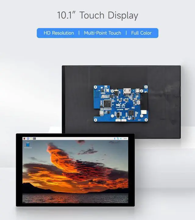 Alt view image 3 of 5 - waveshare 10.1inch Capacitive Touch LCD IPS Display, 1280x800 Resolution, HDMI Interface, Compatible with Raspberry Pi 5/4B/3B/Zero/Zero W/Zero 2W/Pico/Pico W/Pico WH, Support Jetson Nano/PC