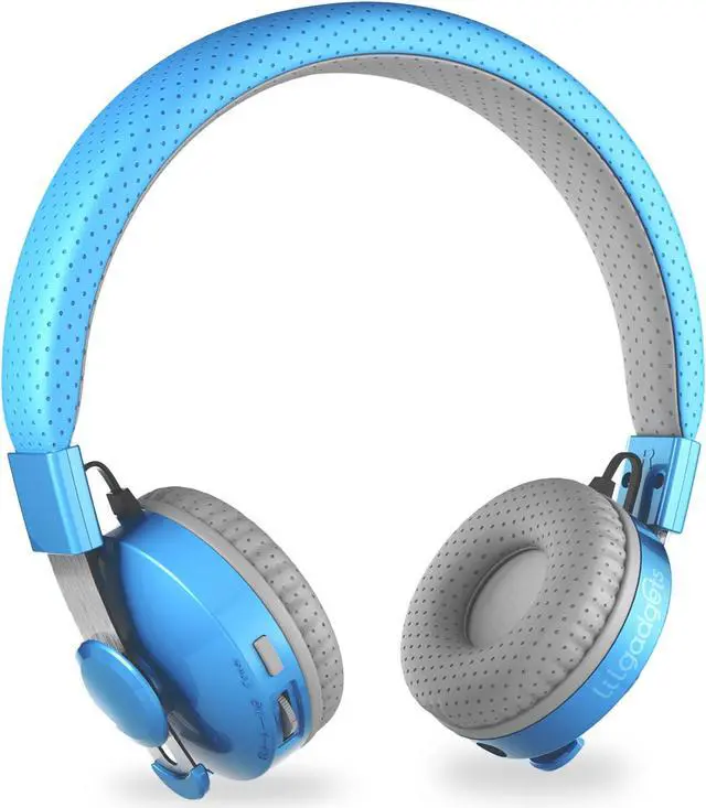 Main image of LilGadgets Untangled Pro On-Ear Kids Wireless Headphones for School, Microphone, Volume Limited, SharePort Technology, SoftTouch Padding - Blue Bluetooth Headphones for Kids