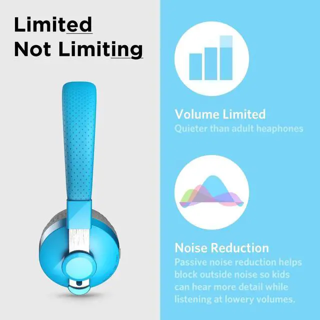Alt view image 4 of 5 - LilGadgets Untangled Pro On-Ear Kids Wireless Headphones for School, Microphone, Volume Limited, SharePort Technology, SoftTouch Padding - Blue Bluetooth Headphones for Kids