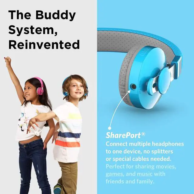 Alt view image 5 of 5 - LilGadgets Untangled Pro On-Ear Kids Wireless Headphones for School, Microphone, Volume Limited, SharePort Technology, SoftTouch Padding - Blue Bluetooth Headphones for Kids