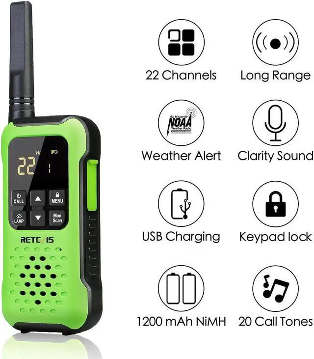 Alt view image 5 of 5 - Retevis RT49P Waterproof Two Way Radio, IP67 Walkie Talkies Floatable, Rechargeable 2 Way Radio for Adults, VOX, NOAA, Flashlight, SOS, for Kayaking, Fishing 4 Pcs Green