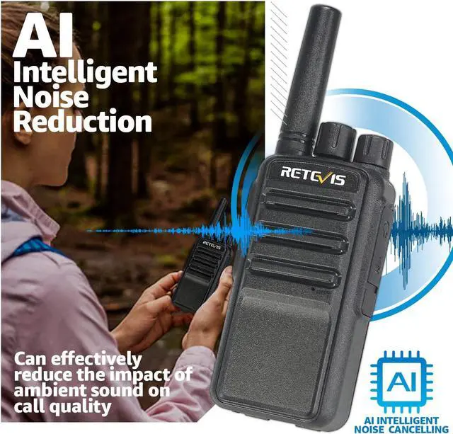 Alt view image 2 of 5 - Retevis NR10 Portable 2 Way Radios,Noise Cancelling Two Way Radio USB-C Charging,VOX,License Free Walkie Talkies for Road Trip Camping Hiking(2 Pack)