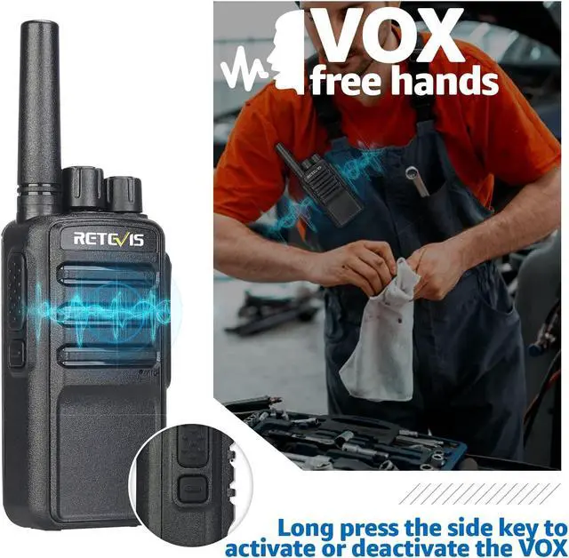 Alt view image 5 of 5 - Retevis NR10 Portable 2 Way Radios,Noise Cancelling Two Way Radio USB-C Charging,VOX,License Free Walkie Talkies for Road Trip Camping Hiking(2 Pack)