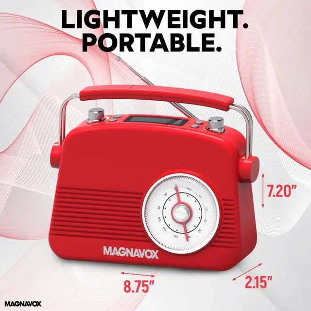 Alt view image 4 of 5 - Magnavox Retro Dual Alarm Clock FM Radio - Bluetooth Wireless Technology, LCD Display, Snooze & Sleep Timer - Ideal for Home, Bedroom & Office (Red)