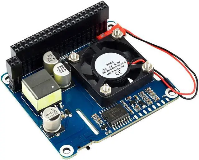 Alt view image 2 of 5 - Power Over Ethernet HAT (B) for Raspberry Pi 3 Model B+ / Raspberry Pi 4 Model B, PoE HAT Board with 0.91" OLED and Cooling Fan, Support 802.3af PoE Network Power-Sourcing Equipment Required