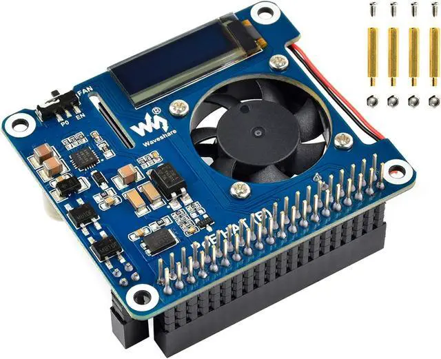 Main image of Power Over Ethernet HAT (B) for Raspberry Pi 3 Model B+ / Raspberry Pi 4 Model B, PoE HAT Board with 0.91" OLED and Cooling Fan, Support 802.3af PoE Network Power-Sourcing Equipment Required