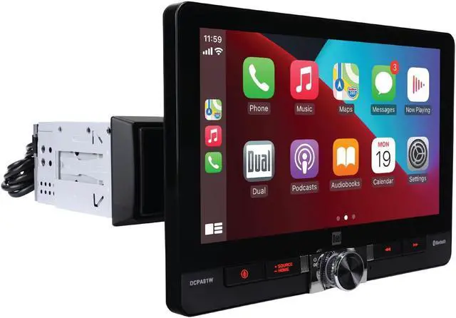 Main image of Dual Electronics DCPA81W 8-inch Certified Apple CarPlay Android Auto Wired or Wireless | Single DIN & Double DIN Touchscreen Car Stereo Radio | Bluetooth | Front & Rear Camera | USB Playback & Charge