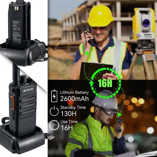 Alt view image 4 of 5 - Retevis RT86 2 Way Radio Long Range with Earpiece, Professional Walkie Talkie High Power,Commercial Work Radio Bulk,Heavy Duty Two Way Radio Rechargeable, for Industry Construction Warehouse(10 Pack)