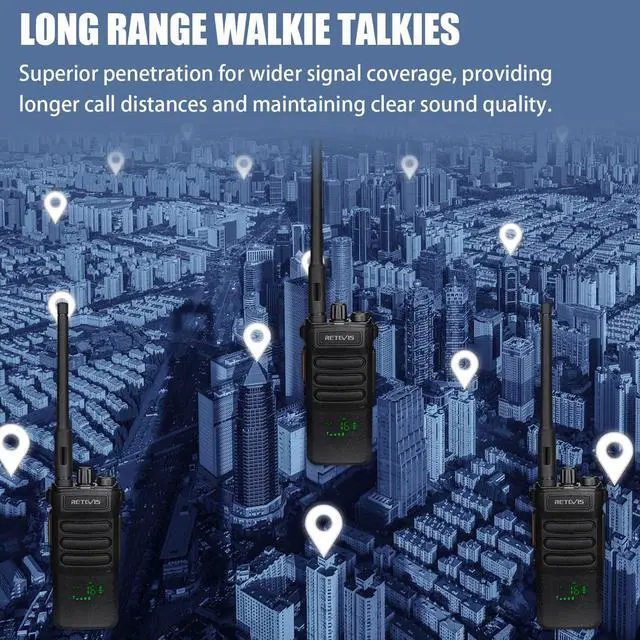 Alt view image 2 of 5 - Retevis RT86 2 Way Radio Long Range with Earpiece, Professional Walkie Talkie High Power,Commercial Work Radio Bulk,Heavy Duty Two Way Radio Rechargeable, for Industry Construction Warehouse(10 Pack)