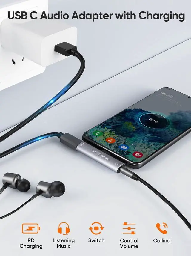 Alt view image 3 of 5 - CableCreation Headphone Splitter Adapter Bundle with USB C to 3.5mm Headphone and Charger Adapter
