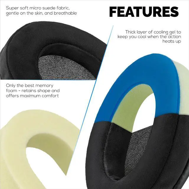 Alt view image 4 of 5 - Brainwavz Gaming Earpads Compatible with ATH M50X, Hyper X Cloud, Steelseries Arctis, G Pro X & Many More, with Cooling Gel & Soft Micro Suede for Extra Comfort