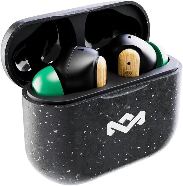Alt view image 2 of 5 - House of Marley Little Bird True Wireless Earbuds, Touch Controls, Built-in Mic, 24 Hours Playtime with Case, USB-C Quick Charge, Sustainable Materials, Movie and Gaming Mode, Black