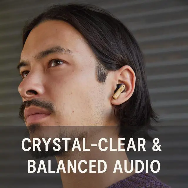 Alt view image 4 of 5 - House of Marley Little Bird True Wireless Earbuds, Touch Controls, Built-in Mic, 24 Hours Playtime with Case, USB-C Quick Charge, Sustainable Materials, Movie and Gaming Mode, Black