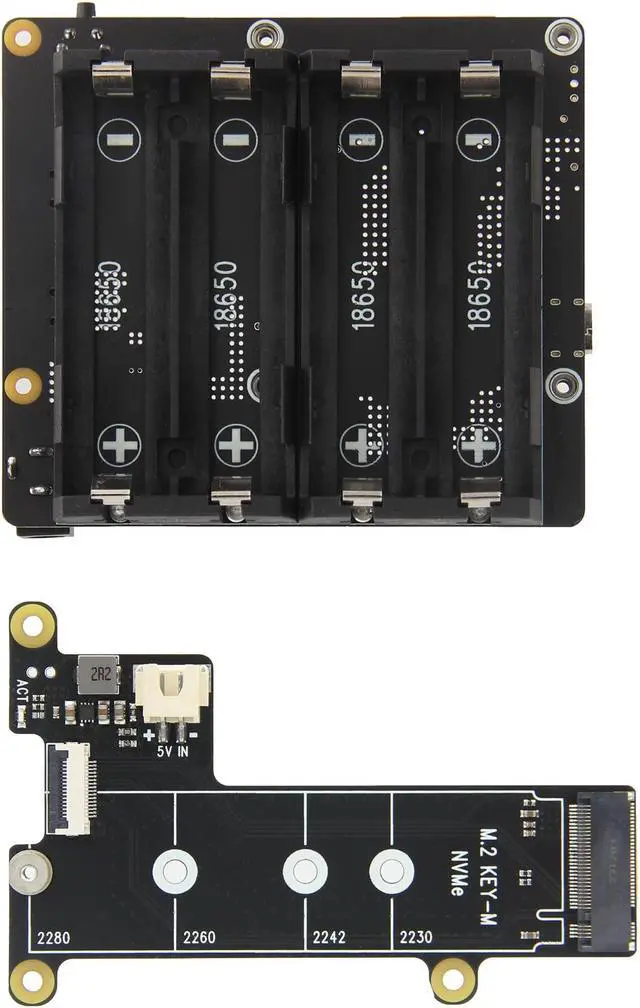 Main image of Geekworm X1202 4-Cell 5V UPS Shiled+X1001 PCIe to M.2 Key-M NVMe SSD PIP TOP for Raspberry Pi 5| Max 5.1V 5A Output|Wide 6-18V Input|Auto Power On|Safe Shutdown|Power Loss Detection