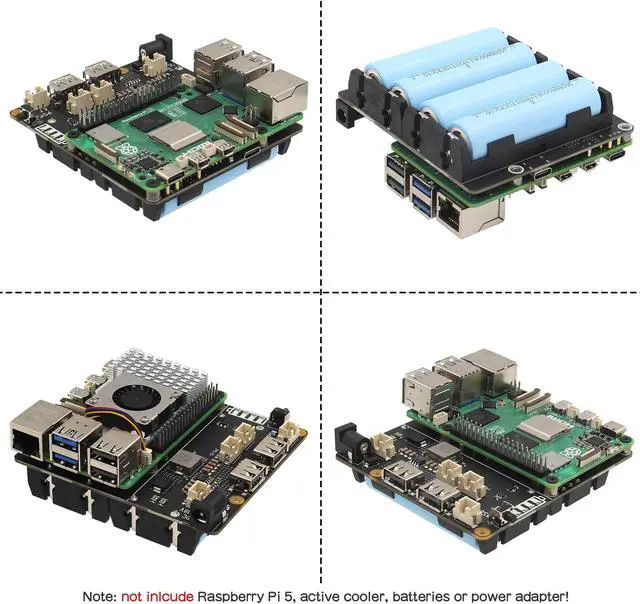 Alt view image 5 of 5 - Geekworm X1202 4-Cell 5V UPS Shiled+X1001 PCIe to M.2 Key-M NVMe SSD PIP TOP for Raspberry Pi 5| Max 5.1V 5A Output|Wide 6-18V Input|Auto Power On|Safe Shutdown|Power Loss Detection