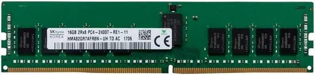 Alt view image 2 of 2 - Hynix 16GB DDR4 PC4-19200 2400MHZ ECC REG DIMM Model HMA82GR7AFR8N-UH