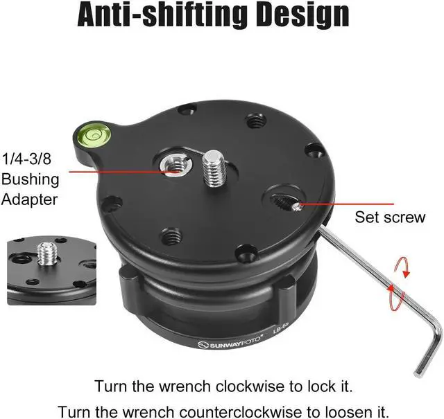 Alt view image 5 of 5 - SUNWAYFOTO LB-68 Leveling Base Tripod Head 22 lbs (10kg) Load Capacity