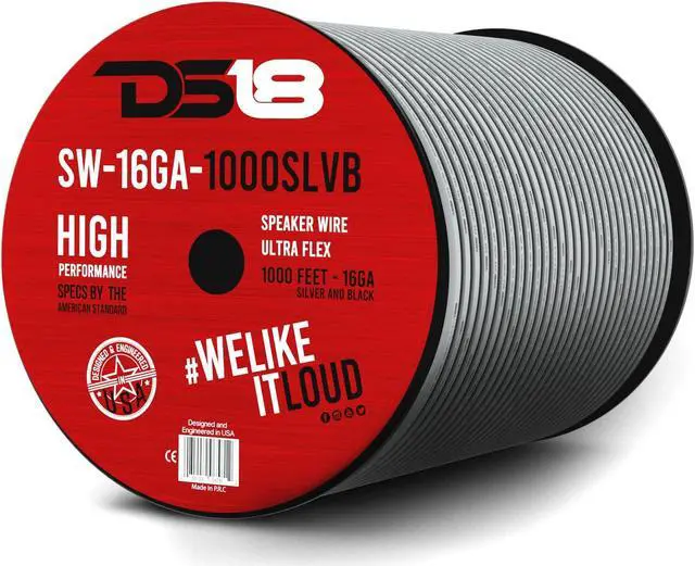Main image of DS18 SW-16GA-1000SLVB 16-GA Ultra Flex Speaker Wire Silver and Black 1000FT - Speaker Cable for Audio Applications