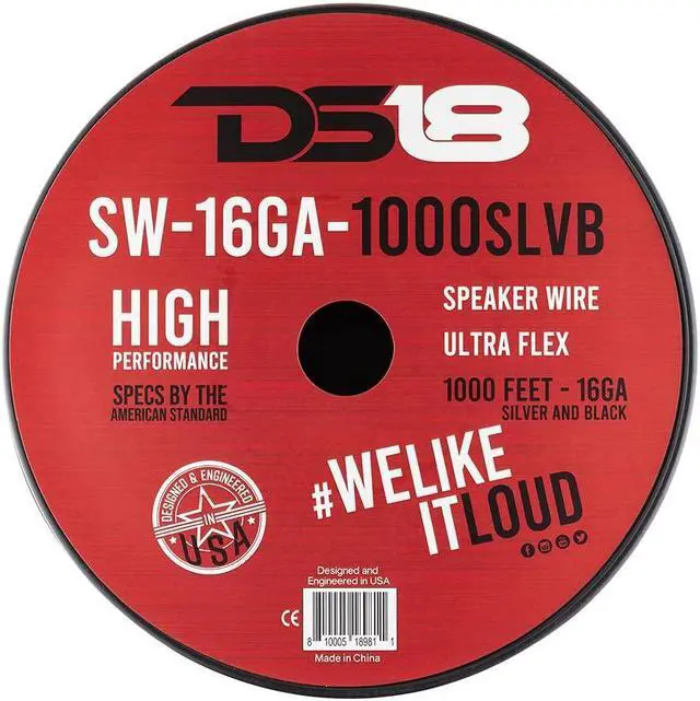 Alt view image 3 of 5 - DS18 SW-16GA-1000SLVB 16-GA Ultra Flex Speaker Wire Silver and Black 1000FT - Speaker Cable for Audio Applications