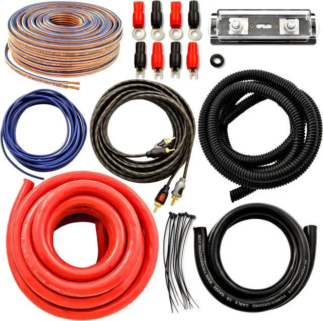 Main image of Car Audio 1/0 Gauge Flexible Wire & Cable Complete Amplifier Install Wiring Amp Kit