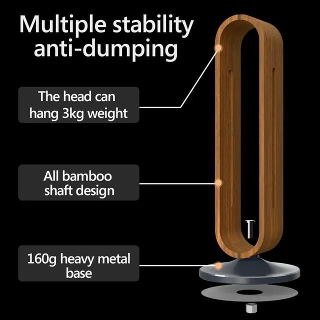 Alt view image 3 of 5 - Geekria Wooden | Aluminum Alloy Headphones Stand for Over-Ear Headphones, Gaming Headset Holder, Desk Display Hanger with Solid Heavy Base Compatible with Sony, Bose, Shure, Jabra, JBL (Walnut)