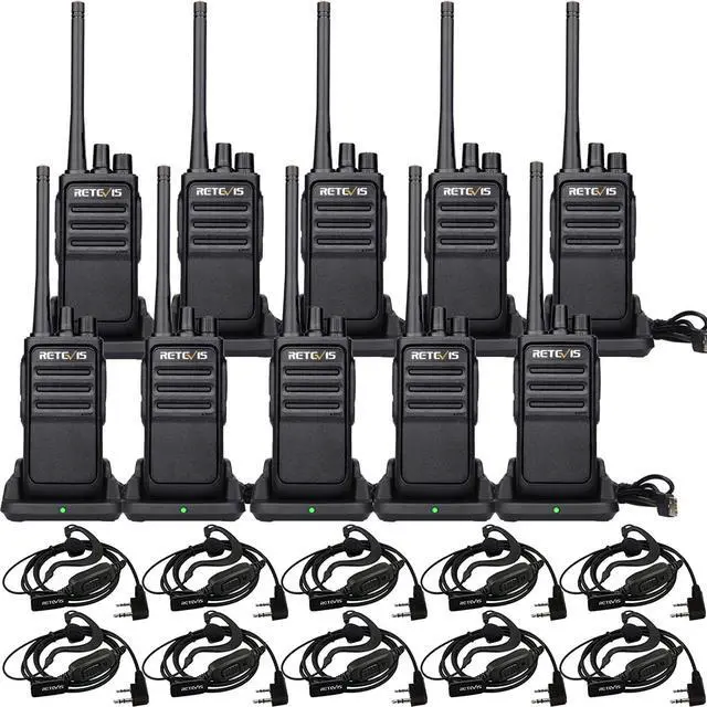 Main image of Retevis RT17 Walkie Talkies with Earpiece,Heavy Duty Walkie Talkies Long Range,Rechargeable Two Way Radio with USB Charging Base,for School Church Restaurant Commercial Pet Care (10 Pack)