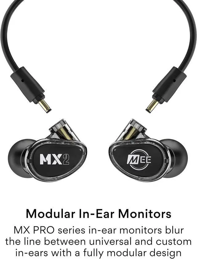 Alt view image 2 of 5 - MEE audio Professional MX2 PRO Dual-Driver Hybrid Musician's in Ear Monitor Headphones with Dedicated Subwoofer for Realistic Bass, Noise Isolating Earphones with Detachable Cables, Black