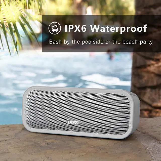 Alt view image 5 of 5 - DOSS SoundBox Pro+ Bluetooth Speaker with 24W Impressive Sound, Booming Bass, IPX6 Waterproof, 15Hrs Playtime, Wireless Stereo Pairing, Mixed Colors Lights, 66 FT- Grey