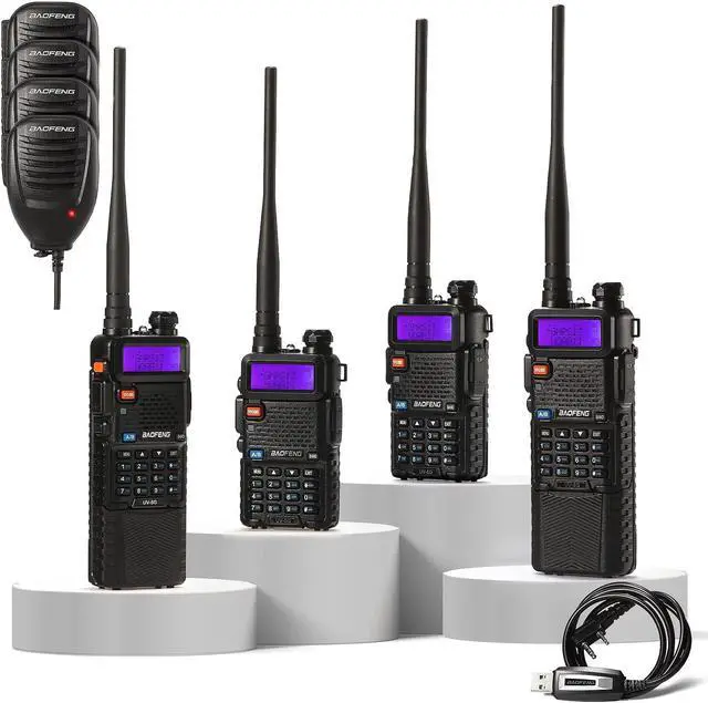 Main image of 4 Pack BAOFENG UV-5X (UV-5G) GMRS Radio, Long Range Walkie Talkies with 2 Pcs 3800mAh Battery, Two Way Radio with Speaker Mic, GMRS Handheld Radio for Adults, Support Chirp & NOAA
