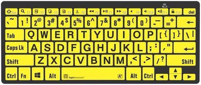 Main image of Logickeyboard BT Wireless with Large Print * for Windows PC * Black Letters on Yellow Keys * p/n LKB-LPBY-BTPC-US