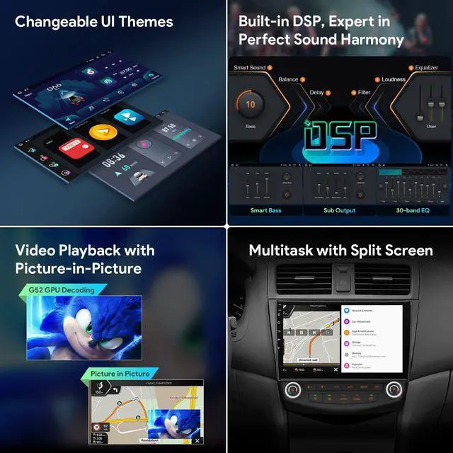Alt view image 5 of 5 - XTRONS Android 13 Car Stereo Radio Player 10.1" IPS Touch Screen GPS Navigation Octa Core 4GB RAM 64GB ROM Bluetooth Head Unit 5G WiFi Built-in 4G DSP Car Play Android Auto for Honda Accord 2003-2007