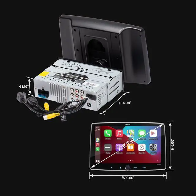 Alt view image 5 of 5 - Sound Storm Laboratories SDML10ACPR Apple CarPlay Android Auto Car Multimedia Player - Single Din Chassis With 10 Inch Capacitive Touchscreen, Bluetooth, No DVD, Rear Camera Included, RGB Illumination