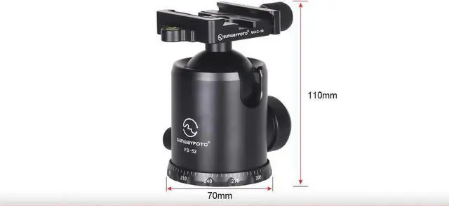 Alt view image 4 of 5 - SUNWAYFOTO FB-52MAC14 52mm Tripod Ball Head Compatible with Arca/RRS/Manfrotto RC2 Sunway
