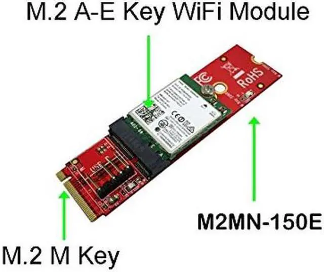 Alt view image 2 of 5 - Ableconn M2MN-150E M.2 Converter Board for Key E M.2 Module - Install M2 E Key Module to M Key Socket on Motherboard