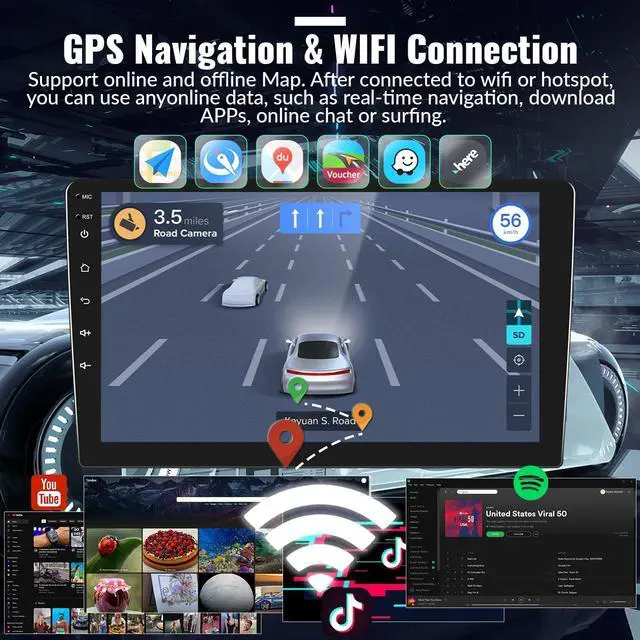 Alt view image 4 of 5 - Android Car Stereo for Subaru Forester Impreza WRX 2008 2009 2010 2011 2012, Wireless Carplay Android Auto, 9" Touchscreen Radio Bluetooth, GPSNavigation, Hi-Fi, EQ, WiFi, FM/RDS, Backup Camera + MIC