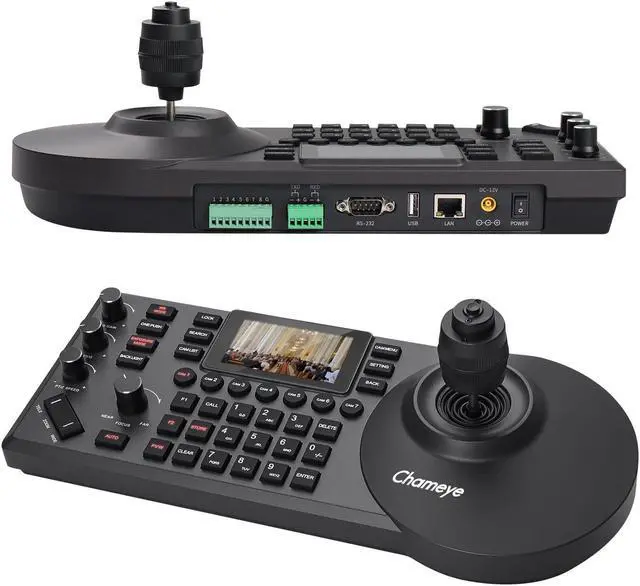 Main image of Chameye PTZ Controller PoE 4D Joystick PTZ Camera Controller with 3 inch LCD Screen for Church Worship Live Streaming Network Keyboard E300