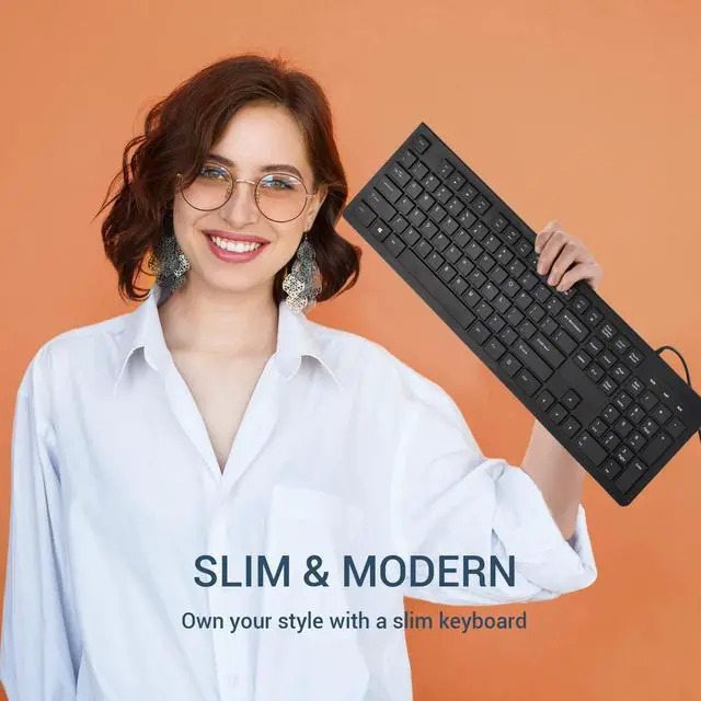 Alt view image 3 of 5 - COLIKES Computer Keyboard Wired, Plug Play USB Keyboard, Low Profile Chiclet Keys, Large Number Pad, Caps Indicators, Foldable Stands, Spill-Resistant, Anti-Wear Letters for PC Laptop (Black, 2-Pack)