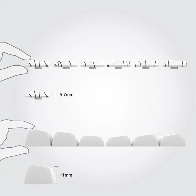 Alt view image 4 of 5 - dagaladoo Low Profile keycaps,Double Shot PBT keycaps 60 75 100 Percent, White Topographic Keyboard caps,Side Printed,Dye Sublimation keycap for Most MX Switches Mechanical Keyboard