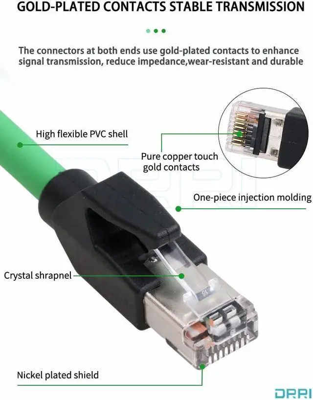 Alt view image 5 of 5 - DRRI M12 4pin D-Code Male to RJ45 Waterproof Ethernet Shielded Cable for Industrial Ethernet Applications (3M)