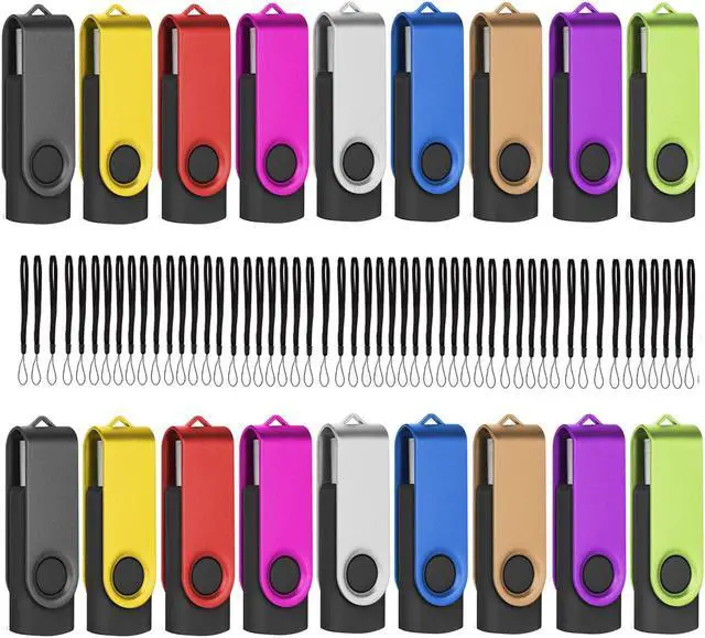 Main image of EASTBULL Flash Drive Bulk 4GB USB 20 Pack with Lanyards USB 2.0 Thumb Drive Bulk Memory Stick Swivel Pen Drive for Storage and Backup(4GB 20Pack, Mixed Color)