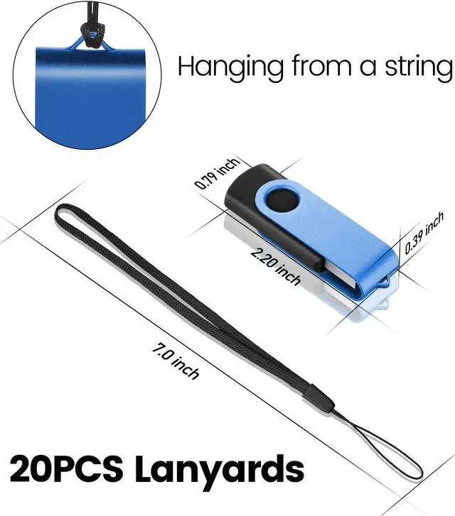 Alt view image 2 of 5 - EASTBULL Flash Drive Bulk 4GB USB 20 Pack with Lanyards USB 2.0 Thumb Drive Bulk Memory Stick Swivel Pen Drive for Storage and Backup(4GB 20Pack, Mixed Color)