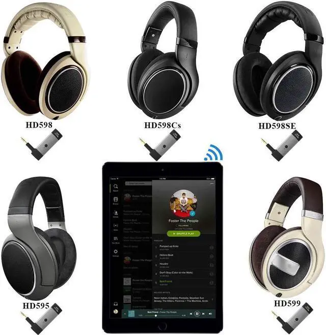 Alt view image 5 of 5 - Airfrex Bluetooth Adapter and Wireless Audio Receiver with Microphone and 2.5mm Jack for Sennheiser HD598 / HD598Cs / HD598SE / HD595 / HD599 / HD559 / HD569 / HD579 / HD518 / HD558 Headphones