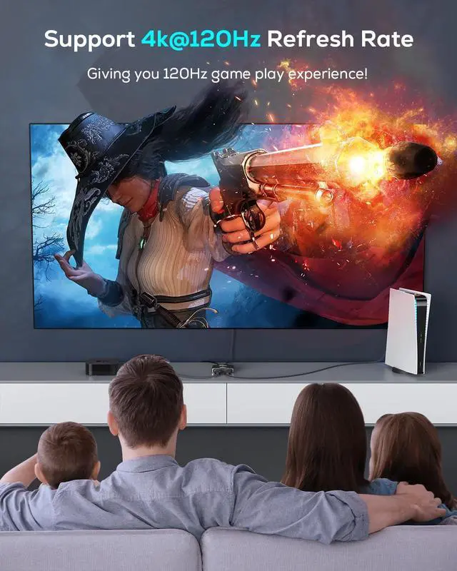 Alt view image 5 of 5 - GANA HDMI 2.1 Switch, Ultra HD 8K Bi-Directional HDMI Splitter Switcher Support 4K@120Hz, 8K@60Hz[(with 4.9FT HDMI Cable)] , Aluminum HDMI Selector for PS5/PS4, Xbox, Roku, TV, Fire Stick, Dark Black