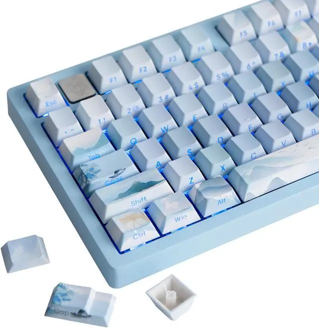 Main image of GEKUCAP Picturesque Scenery-Landscape Painting 130 Keys Dye-Sublimation Side Printed keycaps Shine Through PBT Keycaps Gradient Cherry Profile Keycaps for Cherry MX Switches Mechanical Keyboards