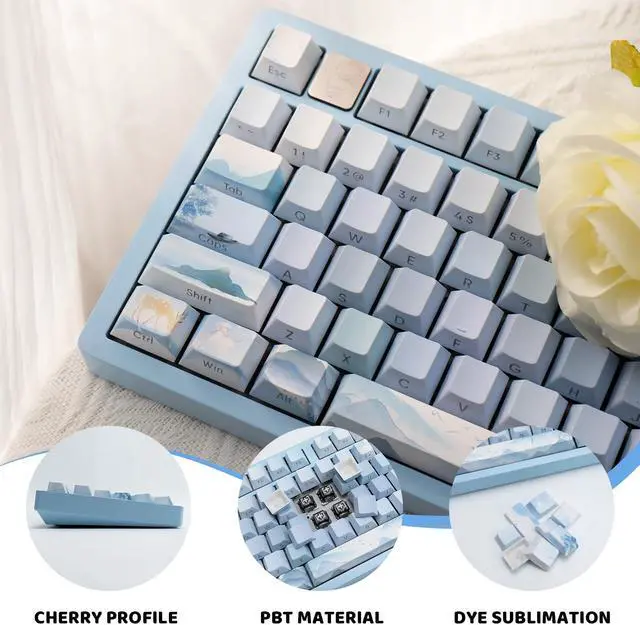 Alt view image 3 of 5 - GEKUCAP Picturesque Scenery-Landscape Painting 130 Keys Dye-Sublimation Side Printed keycaps Shine Through PBT Keycaps Gradient Cherry Profile Keycaps for Cherry MX Switches Mechanical Keyboards