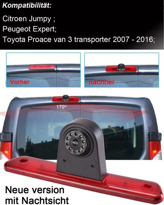 Alt view image 3 of 5 - Car Third Roof Top Mount Brake Lamp Camera Brake Light Rear View Backup Camera for Van Transporter Bremslicht 3 Bremsleuchte