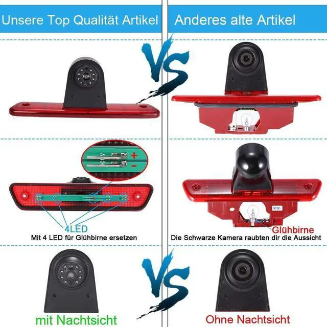 Alt view image 4 of 5 - Car Third Roof Top Mount Brake Lamp Camera Brake Light Rear View Backup Camera for Van Transporter Bremslicht 3 Bremsleuchte
