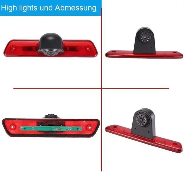 Alt view image 5 of 5 - Car Third Roof Top Mount Brake Lamp Camera Brake Light Rear View Backup Camera for Van Transporter Bremslicht 3 Bremsleuchte