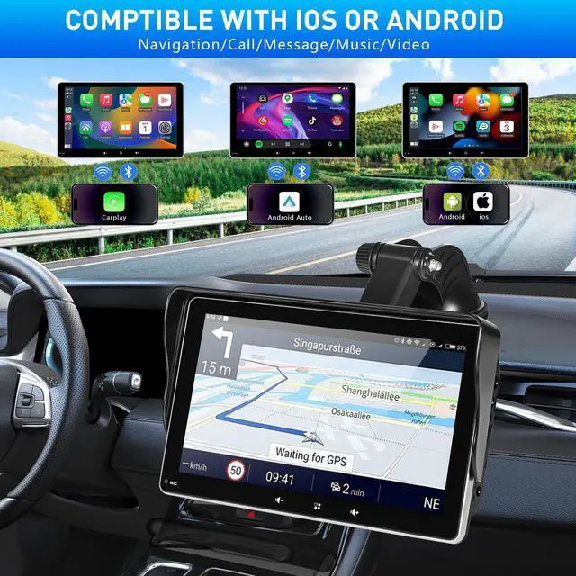 Alt view image 2 of 5 - Carplay Screen for car, 7 inches Car Play Screen with 1080P Backup Camera, Apple CarPlay and Android Auto Automatic Multimedia Player with Mirror Link/USB/AUX/5.2 Bluetooth/Navigation/Voice Control