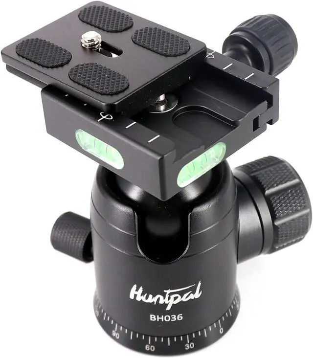 Main image of HUNTPAL 36mm Tripod Ball Head Mount for Rifle Shooting Sticks Stands Gun Rest with 1/4" Screw 3/8" Thread Mount, All Metal Ball 360deg Panorama Rotation Platform with Arca Swiss Quick Release Plate